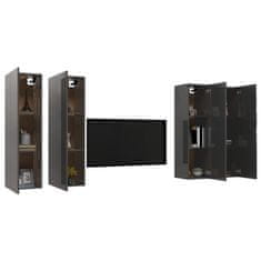 Vidaxl TV omarice 4 kosi visok sijaj sive 30,5x30x110 cm iverna plošča