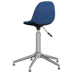 Vidaxl Vrtljivi namizni stol, modre barve, oblazinjen s tkanino