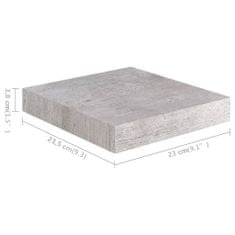 Vidaxl Stenske police 2 kosa betonsko sive 23x23,5x3,8 cm MDF