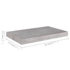 Vidaxl Stenska polica betonsko siva 50x23x3,8 cm MDF
