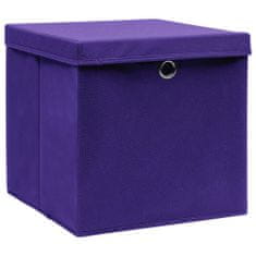 shumee Škatle za shranjevanje s pokrovi 4 kosi vijolične 32x32x32 cm