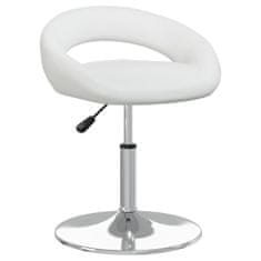 Vidaxl Vrtljivi namizni stol, bel, oblazinjen z umetnim usnjem