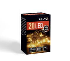 ZELUX Novoletne lučke na baterije 20 LED 2m toplo bele zelen kabel 2x AA