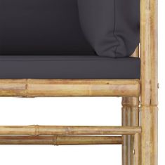 Vidaxl Vrtna sedežna garnitura s temno sivimi blazinami 7-delna bambus