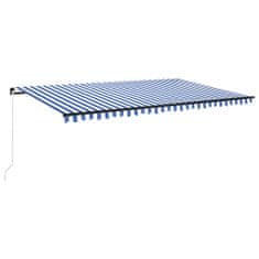 Vidaxl Ročno zložljiva tenda z LED lučmi 500x350 cm modra in bela