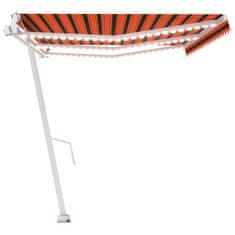 Vidaxl Avtomatska tenda LED + senzor 600x300 cm oranžna/rjava