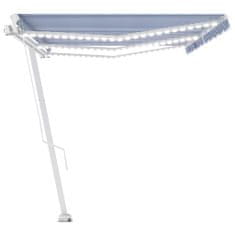 Vidaxl Ročno zložljiva tenda z LED lučkami 600x300 cm modra in bela