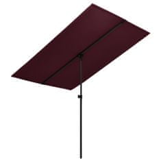 Vidaxl Zunanji senčnik z aluminijastim drogom 180x130 cm bordo rdeč