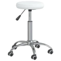 Vidaxl Vrtljiv pisarniški stol belo umetno usnje