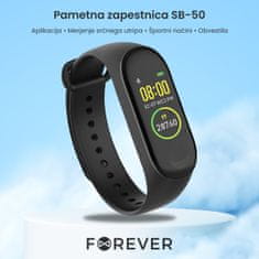 Forever FitBand SB-50 pametna zapestnica, Bluetooth 5.0, aplikacija, vodoodporna IP65, črna - rabljeno