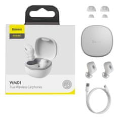 slomart baseus encok wm01 tws brezžične slušalke bluetooth v ušesih 5.3 white nadgrajena različica (ngtw240002)