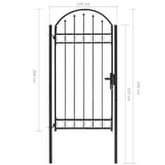Vidaxl Vrata za ograjo zaobljena jeklo 100x250 cm črna