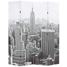 shumee vidaXL Zložljiv paravan 160x170 cm New York podnevi črn in bel