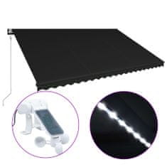 Vidaxl Zložljiva tenda s senzorjem za veter LED 500x300 cm antracitna