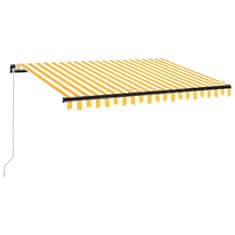 Vidaxl Ročno zložljiva tenda z LED lučmi 350x250 cm rumena in bela