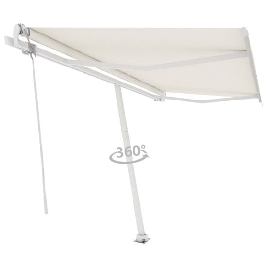 Vidaxl Prostostoječa avtomatska tenda 450x350 cm krem