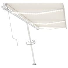 Vidaxl Avtomatsko zložljiva tenda LED + senzor 600x350 cm krem