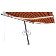 Vidaxl Avtomatska tenda LED + senzor 450x300 cm oranžna/rjava