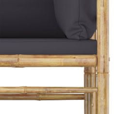 Vidaxl Vrtna sedežna garnitura z blazinami 2-delna temno siva bambus