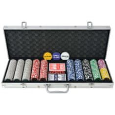 Vidaxl Poker Set s 500 Laserskimi Žetoni Aluminij