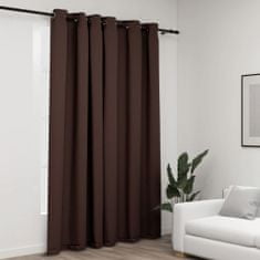 Greatstore Zatemnitvena zavesa z obročki videz platna taupe 290x245 cm