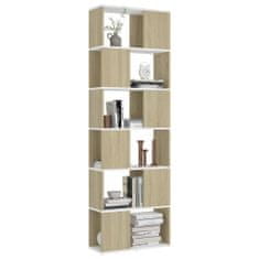 Vidaxl Knjižna omara za razdelitev prostora bela in hrast 60x24x186 cm