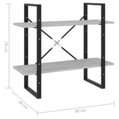 Greatstore Knjižna omara 2-nadstropna betonsko siva 80x30x70 cm iverna pl.