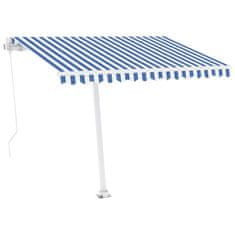 Vidaxl Ročno zložljiva tenda z LED lučmi 300x250 cm modra in bela