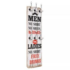 shumee vidaXL Stenski obešalnik s 6 kljukicami 120x40 cm MEN LADIES