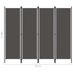 Vidaxl Paravan 4-delni antraciten 200x180 cm