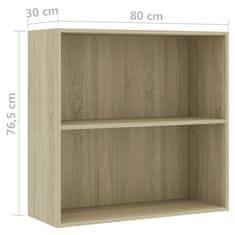 Vidaxl Knjižna omara 2-nadstropna sonoma hrast 80x30x76,5 cm inž. les