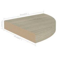 Vidaxl Kotna polica barva hrasta 25x25x3,8 cm MDF