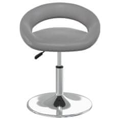 Vidaxl Vrtljivi namizni stol, siv, oblazinjen z umetnim usnjem
