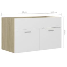 Vidaxl Omarica za umivalnik bela in sonoma hrast 80x38,5x46 cm