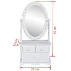 Vidaxl Toaletna miza z ovalnim vrtljivim ogledalom MDF