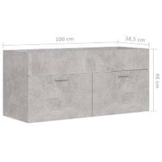 Vidaxl Omarica za umivalnik betonsko siva 100x38,5x46 cm iverna plošča