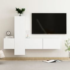 Vidaxl Komplet TV omaric 3-delni bela iverna plošča