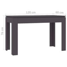 Vidaxl Jedilna miza siva 120x60x76 cm iverna plošča