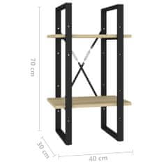 Vidaxl Knjižna omara 2-nadstropna sonoma hrast 40x30x70 cm iverna pl.