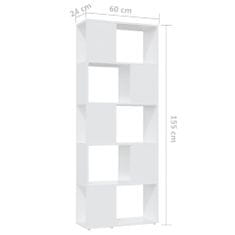 Vidaxl Knjižna omara za razdelitev prostora bela 60x24x155 cm