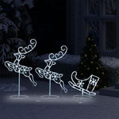shumee Božična leteča jelena in sani 260x21x87 cm akril hladno bela