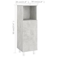 Vidaxl Kopalniška omarica betonsko siva 30x30x95 cm iverna plošča