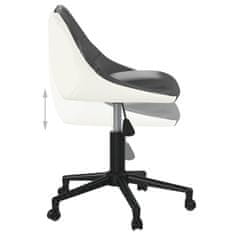 Vidaxl Vrtljivi pisarniški stol, siva in bela barva, umetno usnje