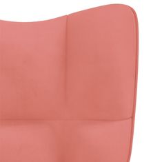 Vidaxl Stol za sproščanje s stolčkom roza žamet