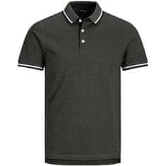 Jack&Jones Plus Moška polo majica Slim Fit JJEPAULOS 12143859 Forest Night (Velikost 4XL)