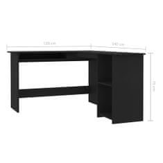 Vidaxl Kotna miza L-oblike črna 120x140x75 cm iverna plošča
