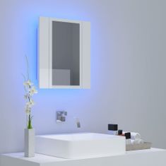 Vidaxl LED kopalniška omarica z ogledalom visok sijaj bela 40x12x45 cm