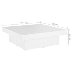 Vidaxl Klubska mizica bela 90x90x28 cm iverna plošča
