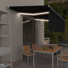 Vidaxl Ročno zložljiva markiza z zaveso in LED, 5x3 m, antracit