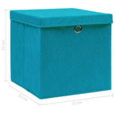 shumee Škatle za shranjevanje s pokrovi x 10 baby modre 32x32x32 cm